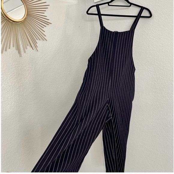 bleuh ciel Pants - Navy Pinstripe Jumpsuit Navy Blue White Striped Romper Size M